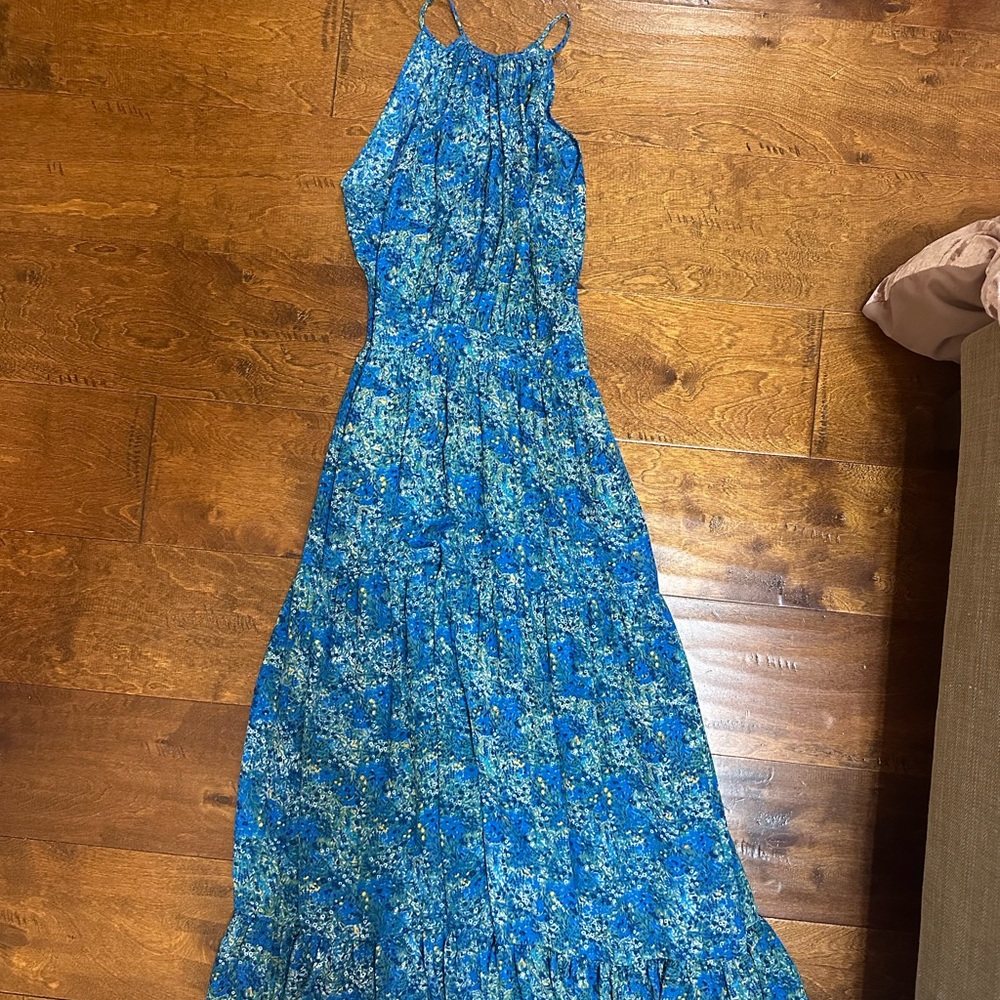 Belle Sky Blue Halter Maxi Sundress